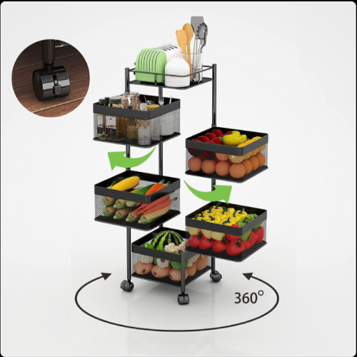 5 Layer Kitchen Vegetable (Fruits) Rack Square - ৫ লেয়ার কিচেন র্যাক